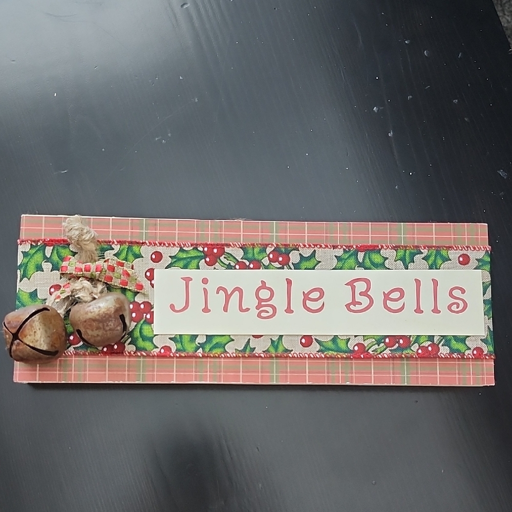 Festive Jingle Bells Holiday Sign - Red and Green